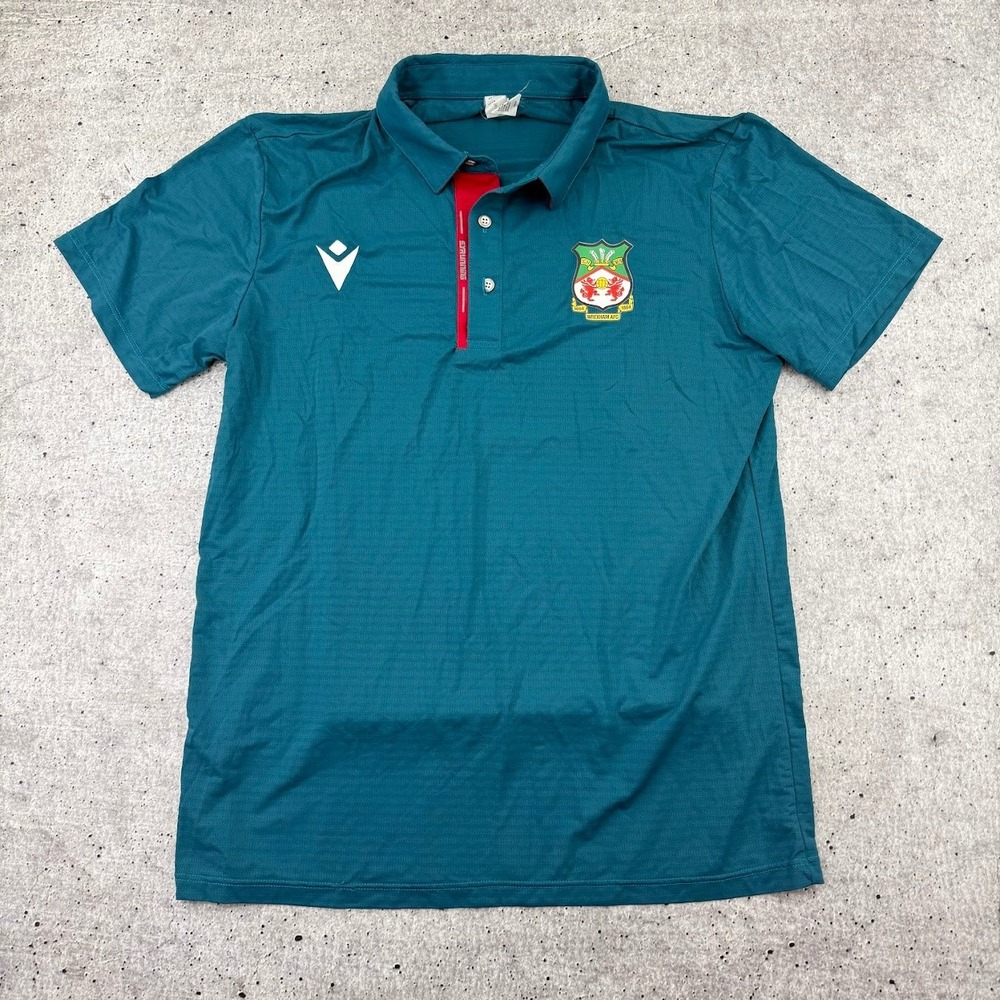 Wrexham AFC Syrunning Macron Lightweight Soccer Training Polo Teal Mens Medium